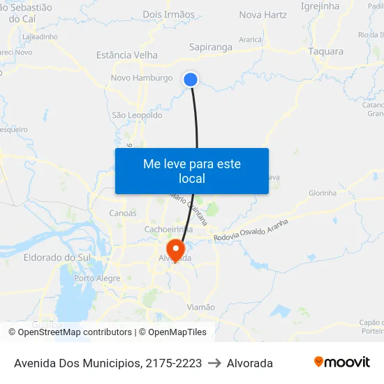 Av. Dos Municípios to Alvorada map