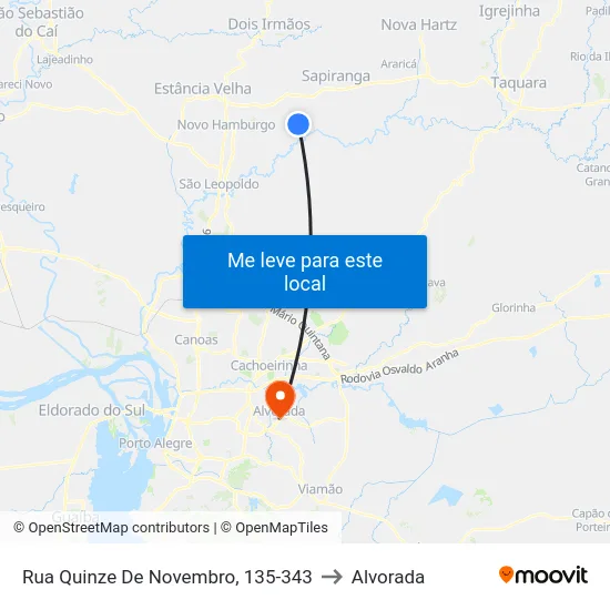 15 De Novembro to Alvorada map