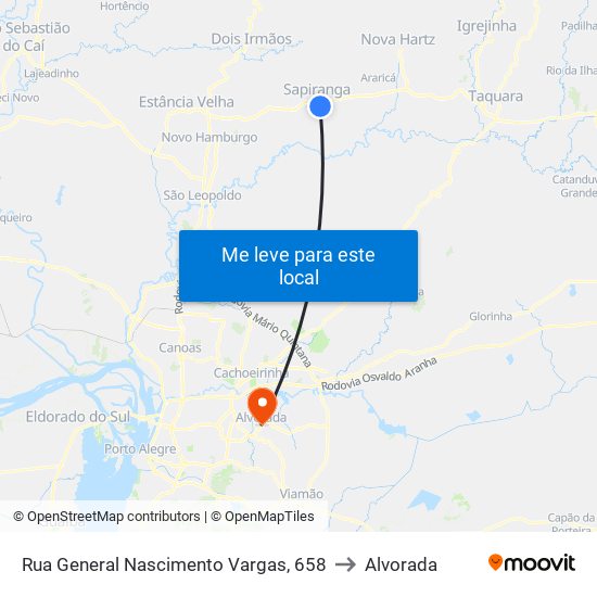 Rua General Nascimento Vargas, 658 to Alvorada map