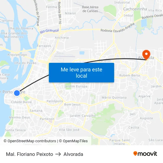 Mal. Floriano Peixoto to Alvorada map