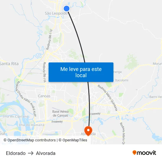Eldorado to Alvorada map