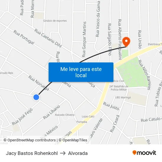 Jacy Bastos Rohenkohl to Alvorada map