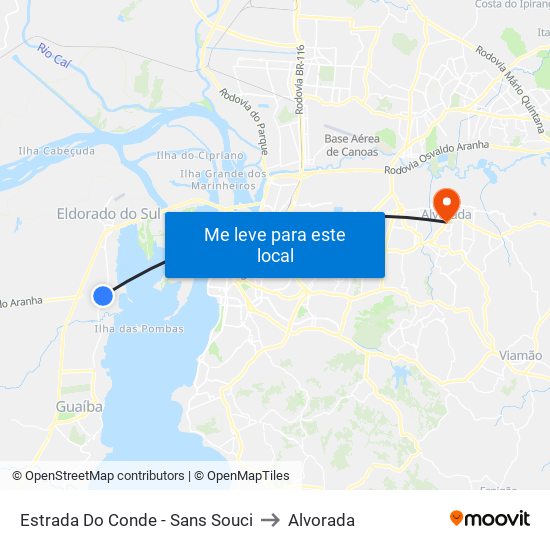 Estrada Do Conde - Sans Souci to Alvorada map