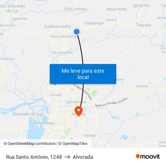 Rua Santo Antônio, 1248 to Alvorada map
