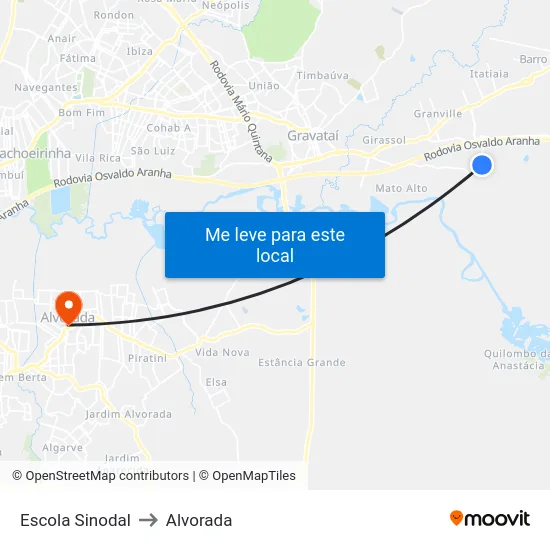 Escola Sinodal to Alvorada map