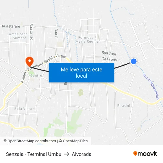 Senzala - Terminal Umbu to Alvorada map