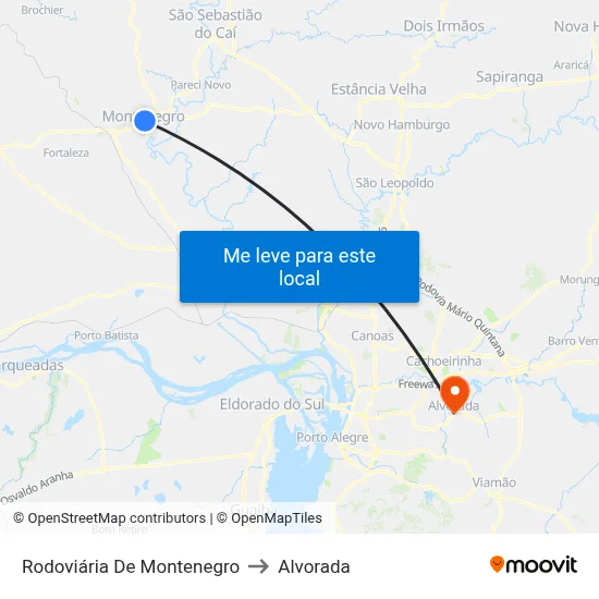 Rodoviária De Montenegro to Alvorada map