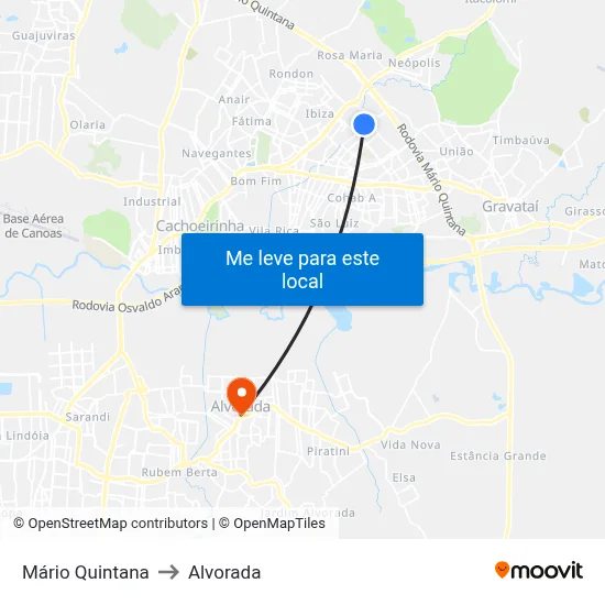 Mário Quintana to Alvorada map