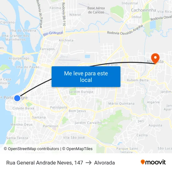 Rua General Andrade Neves, 147 to Alvorada map