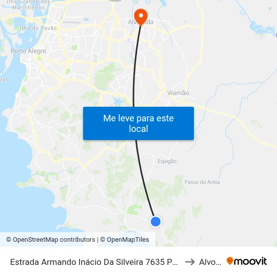 Estrada Armando Inácio Da Silveira 7635 Porto Alegre - Rs Brasil to Alvorada map