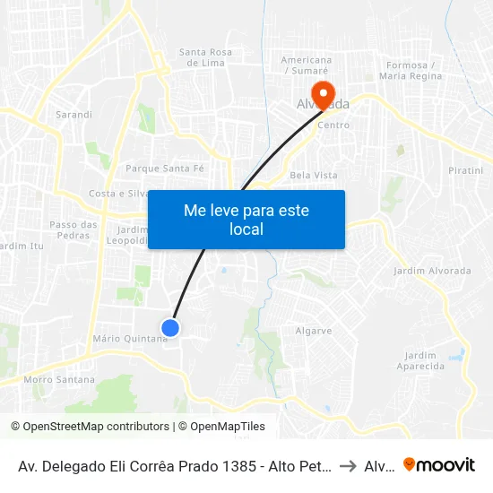 Av. Delegado Eli Corrêa Prado 1385 - Alto Petrópolis Porto Alegre - Rs 91260-300 Brasil to Alvorada map