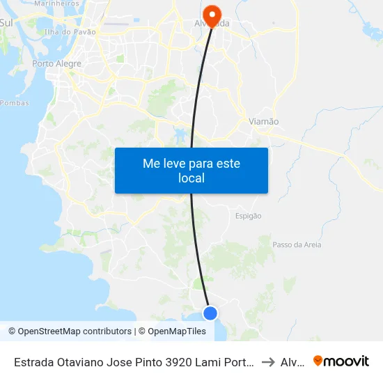 Estrada Otaviano Jose Pinto 3920 Lami Porto Alegre - Rio Grande Do Sul Brasil to Alvorada map