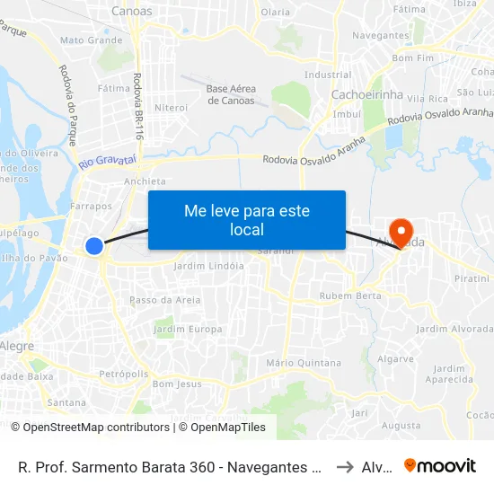 R. Prof. Sarmento Barata 360 - Navegantes Porto Alegre - Rs 90240-640 Brasil to Alvorada map