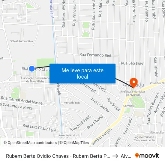 Rubem Berta Ovidio Chaves - Rubem Berta Porto Alegre - Rs 91170-330 Brasil to Alvorada map