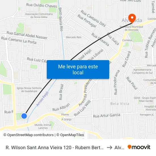 R. Wilson Sant Anna Vieira 120 - Rubem Berta Porto Alegre - Rs 91180-140 Brasil to Alvorada map