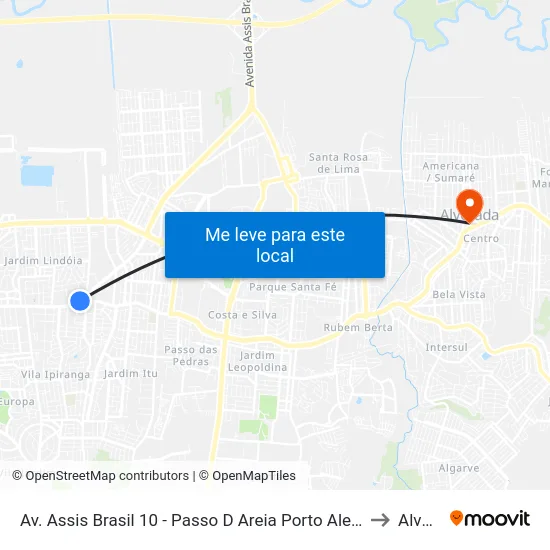 Av. Assis Brasil 10 - Passo D Areia Porto Alegre - Rs 91010-004 Brasil to Alvorada map