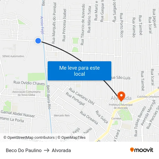 Beco Do Paulino to Alvorada map