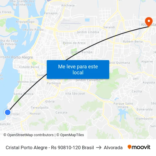 Cristal Porto Alegre - Rs 90810-120 Brasil to Alvorada map