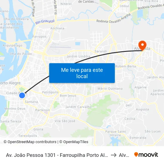Av. João Pessoa 1301 - Farroupilha Porto Alegre - Rs 90040-001 Brasil to Alvorada map