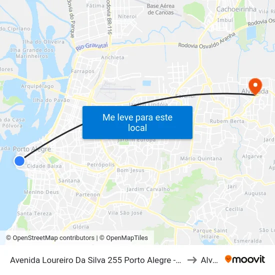 Avenida Loureiro Da Silva 255 Porto Alegre - Rio Grande Do Sul 90010 Brasil to Alvorada map