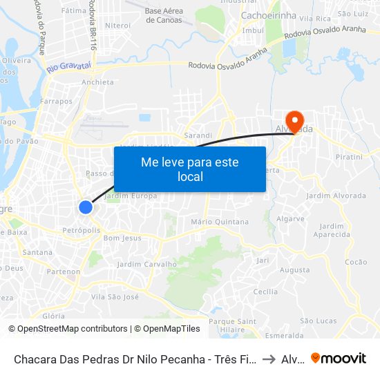 Chacara Das Pedras Dr Nilo Pecanha - Três Figueiras Porto Alegre - Rs 91340-350 Brasil to Alvorada map