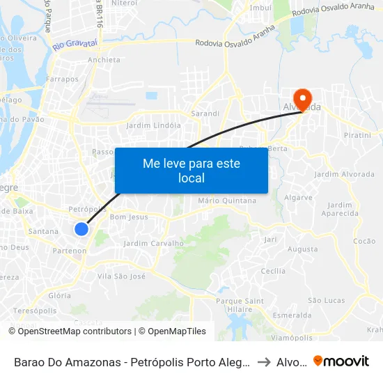 Barao Do Amazonas - Petrópolis Porto Alegre - Rs 04870-470 Brasil to Alvorada map