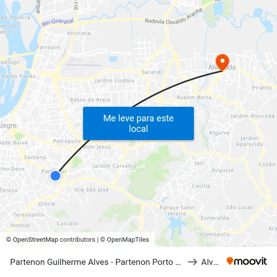 Partenon Guilherme Alves - Partenon Porto Alegre - Rs 90650-000 Brasil to Alvorada map