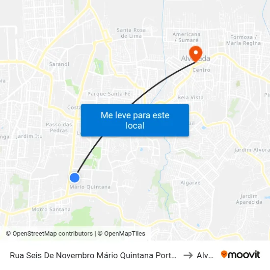 Rua Seis De Novembro Mário Quintana Porto Alegre - Rs 91270-320 Brasil to Alvorada map