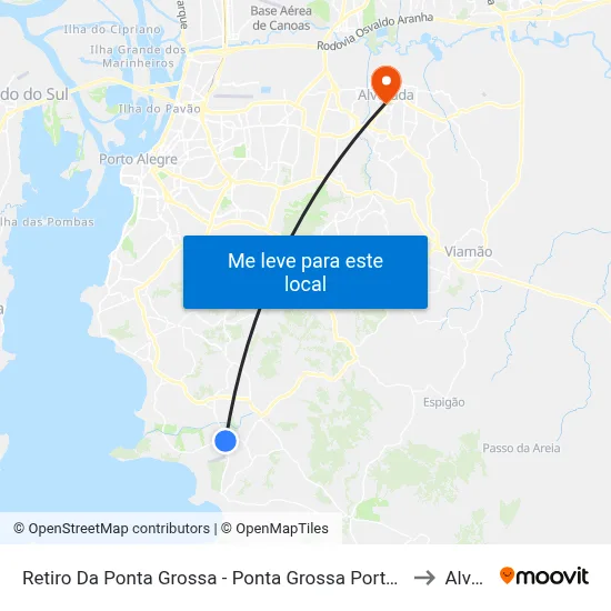 Retiro Da Ponta Grossa - Ponta Grossa Porto Alegre - Rs 91787-030 Brasil to Alvorada map