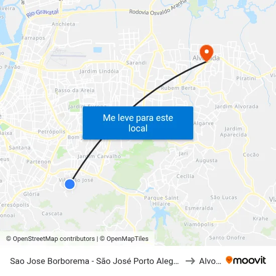 Sao Jose Borborema - São José Porto Alegre - Rs 91520-030 Brasil to Alvorada map