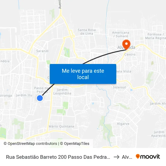 Rua Sebastião Barreto 200 Passo Das Pedras Porto Alegre - Rs 91230-430 Brasil to Alvorada map