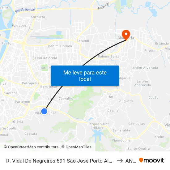R. Vidal De Negreiros 591 São José Porto Alegre - Rio Grande Do Sul 91520-480 Brasil to Alvorada map