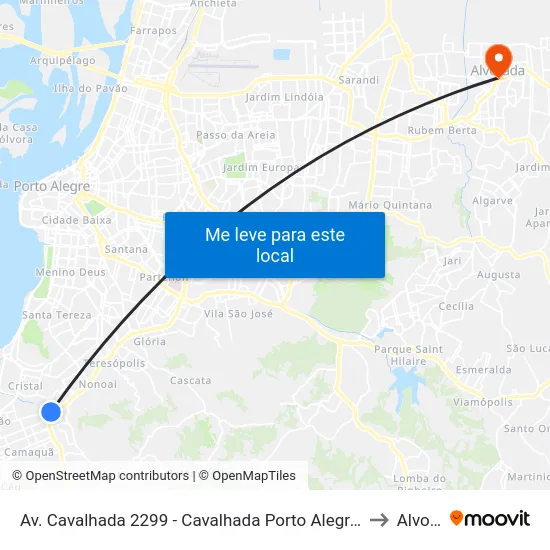 Av. Cavalhada 2299 - Cavalhada Porto Alegre - Rs 91740-001 Brasil to Alvorada map
