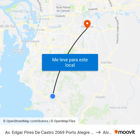 Av. Edgar Pires De Castro 2069 Porto Alegre - Rio Grande Do Sul 91786-299 Brasil to Alvorada map