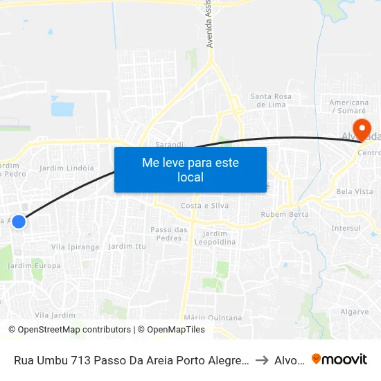 Rua Umbu 713 Passo Da Areia Porto Alegre - Rs 91350-100 Brasil to Alvorada map