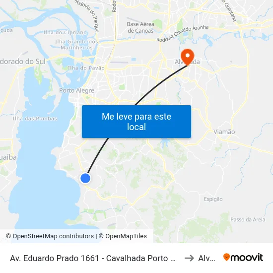 Av. Eduardo Prado 1661 - Cavalhada Porto Alegre - Rs 91751-000 Brasil to Alvorada map
