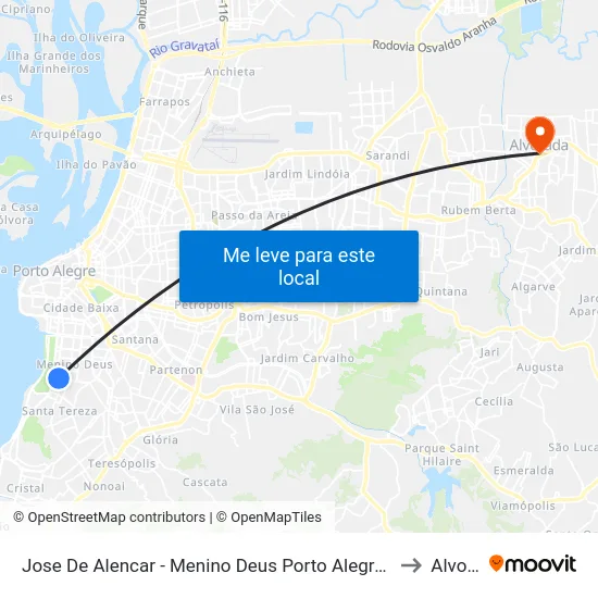 Jose De Alencar - Menino Deus Porto Alegre - Rs 90680-170 Brasil to Alvorada map