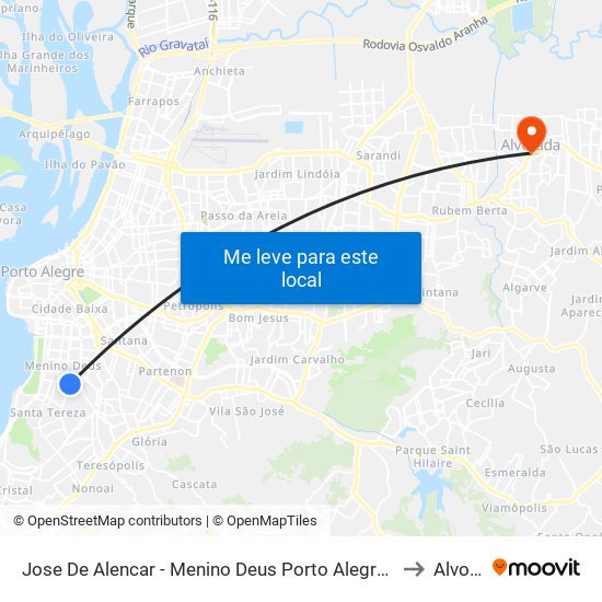 Jose De Alencar - Menino Deus Porto Alegre - Rs 91520-430 Brasil to Alvorada map