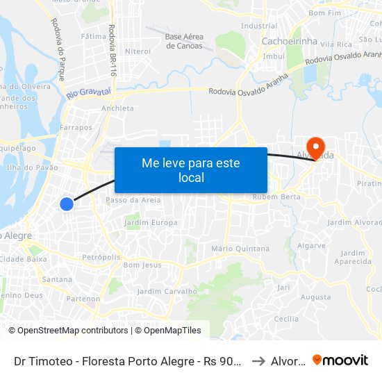 Dr Timoteo - Floresta Porto Alegre - Rs 90570-041 Brasil to Alvorada map