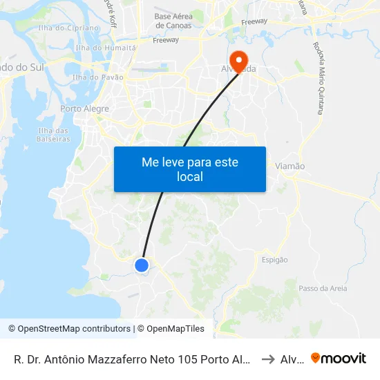 R. Dr. Antônio Mazzaferro Neto 105 Porto Alegre - Rio Grande Do Sul 91787-196 Brasil to Alvorada map