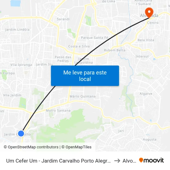 Um Cefer Um - Jardim Carvalho Porto Alegre - Rs 91430-035 Brasil to Alvorada map