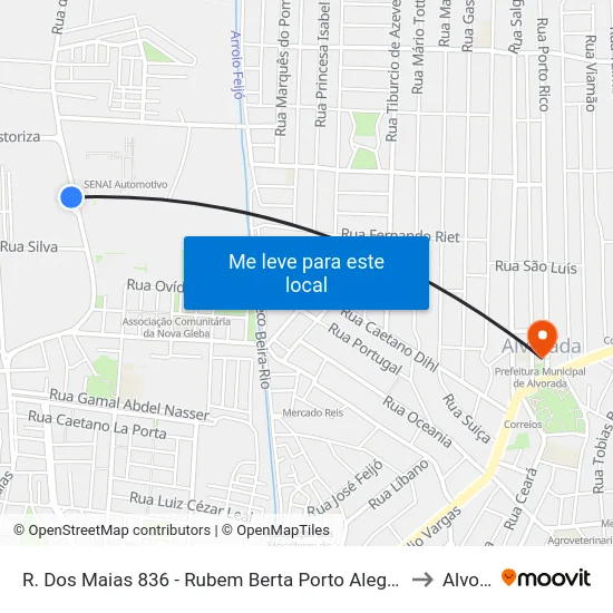 R. Dos Maias 836 - Rubem Berta Porto Alegre - Rs 91170-200 Brasil to Alvorada map