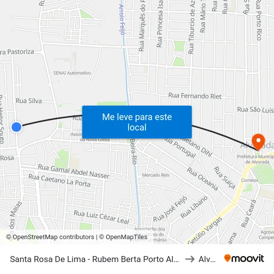 Santa Rosa De Lima - Rubem Berta Porto Alegre - Rs 91170-590 Brasil to Alvorada map