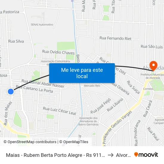 Maias - Rubem Berta Porto Alegre - Rs 91170-200 Brasil to Alvorada map