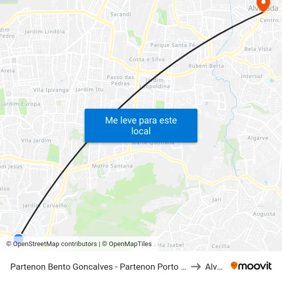 Partenon Bento Goncalves - Partenon Porto Alegre - Rs 90610-180 Brasil to Alvorada map