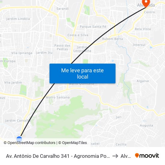 Av. Antônio De Carvalho 341 - Agronomia Porto Alegre - Rs 91430-001 Brasil to Alvorada map