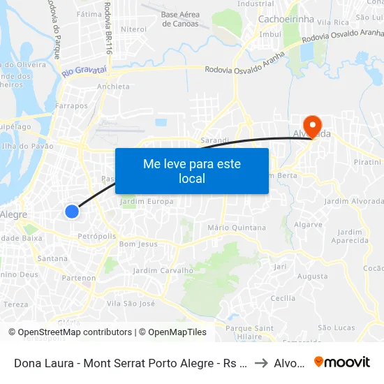 Dona Laura - Mont Serrat Porto Alegre - Rs 90440-003 Brasil to Alvorada map