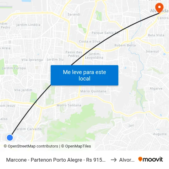 Marcone - Partenon Porto Alegre - Rs 91530-160 Brasil to Alvorada map