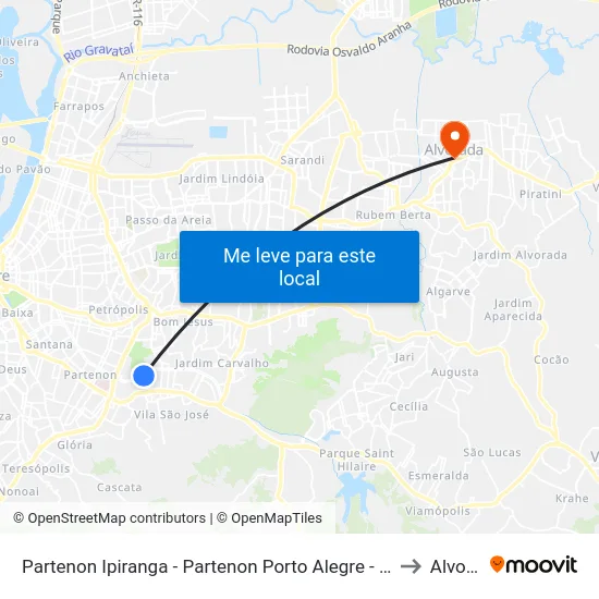 Partenon Ipiranga - Partenon Porto Alegre - Rs 90160-092 Brasil to Alvorada map