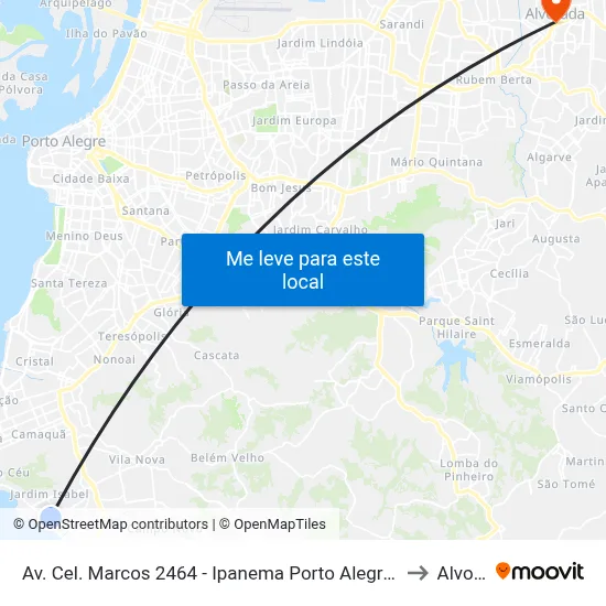 Av. Cel. Marcos 2464 - Ipanema Porto Alegre - Rs 91760-000 Brasil to Alvorada map